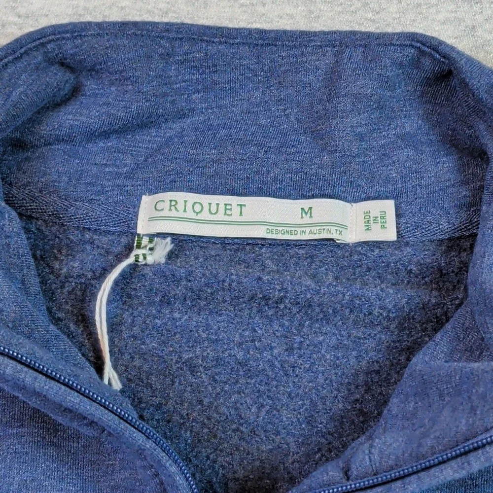 Criquet Mens M Quarter Zip Weekender Pullover Blue Heather Modal Silverock Logo
